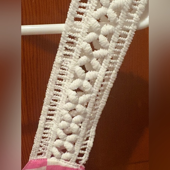 Kensie Lace Strap Pink Check PJ Top - Picture 7 of 12